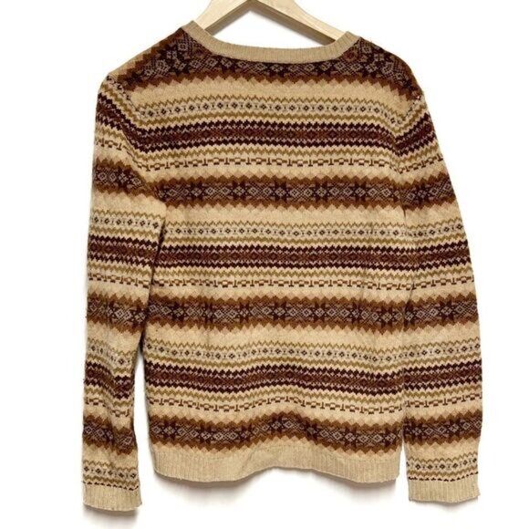 Lauren by Ralph Lauren Lambswool Nordic Fair Isle V Neck Sweater Sz Womens L - Picture 2 of 5